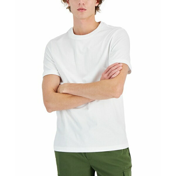 アルファニ メンズ Tシャツ トップス Men's Mercerized Cotton Short Sleeve Crewneck T-Shirt, Created for Macy's Bright White(4)