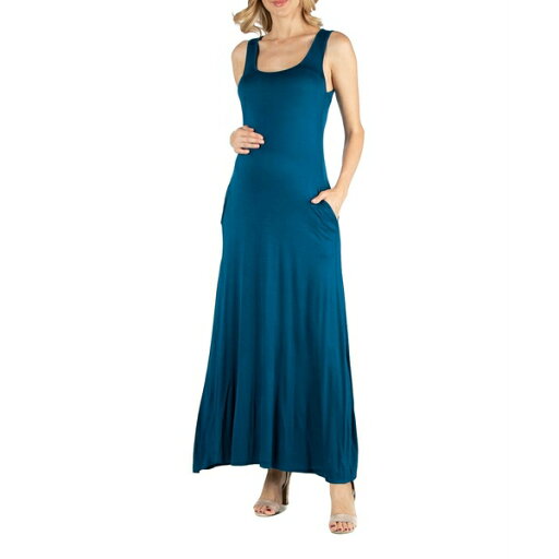 24セブンコンフォート レディース ワンピース トップス Scoop Neck Sleeveless Maternity Maxi Dress with Pockets Teal 24セブンコンフォート レディース ワンピース トップス Scoop Neck Sleeveless Maternity Maxi Dress with Pockets Teal