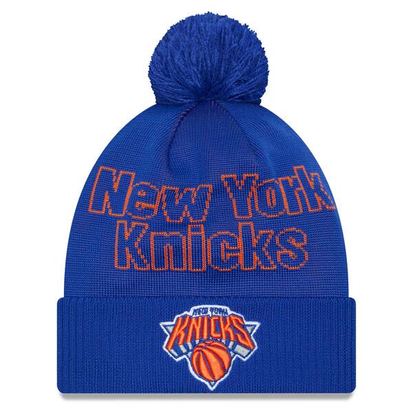 ニューエラ メンズ 帽子 アクセサリー New York Knicks New Era 2023 NBA Draft Cuffed Knit Hat with Pom Blue
