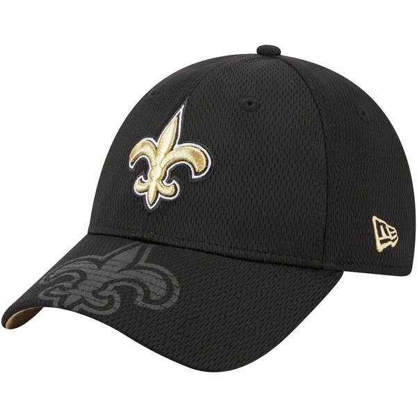j[G Y Xq ANZT[ New Orleans Saints New Era Top Visor 9FORTY Adjustable Hat Black
