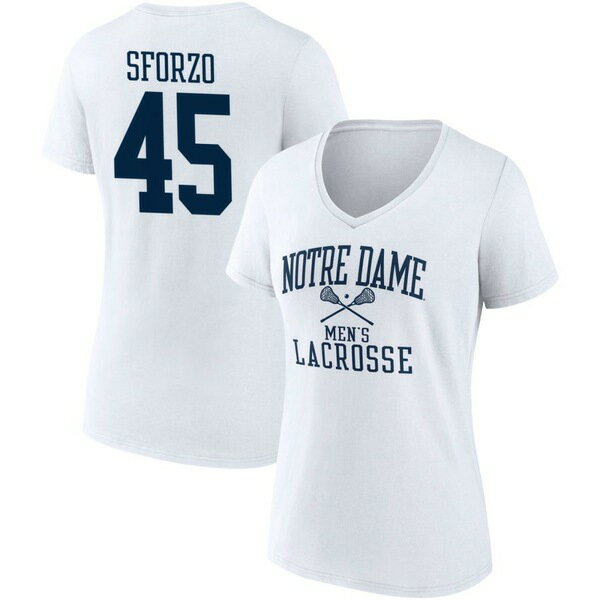 t@ieBNX fB[X TVc gbvX Notre Dame Fighting Irish Fanatics Branded Women's Men's Lacrosse PickAPlayer NIL Gameday Tradition VNeck T Shirt White