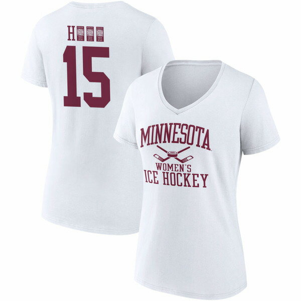 t@ieBNX fB[X TVc gbvX Minnesota Golden Gophers Fanatics Branded Women's Women's Ice Hockey PickAPlayer NIL Gameday Tradition VNeck T Shirt White