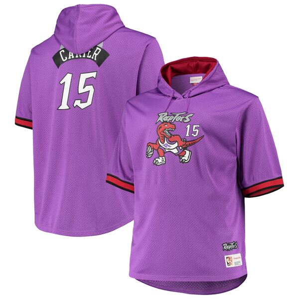 ミッチェル ネス メンズ パーカー スウェットシャツ アウター Vince Carter Toronto Raptors Mitchell Ness Big Tall Name Number Short Sleeve Hoodie Purple/Red