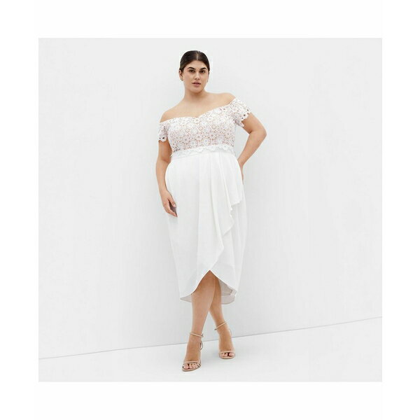 シティーシック レディース ワンピース トップス Plus Size Lace Glamour Midi Dress Ivory