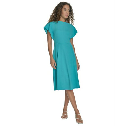 カルバンクライン レディース ワンピース トップス Petite Flutter-Sleeve Sheath Midi Dress Lake カルバンクライン レディース ワンピース トップス Petite Flutter-Sleeve Sheath Midi Dress Lake