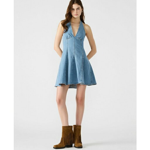 スティーブ マデン レディース ワンピース トップス Women's Malia Stretch Denim Halterneck Dress Medium Blue Denim スティーブ マデン レディース ワンピース トップス Women's Malia Stretch Denim Halterneck Dress Medium Blue Denim