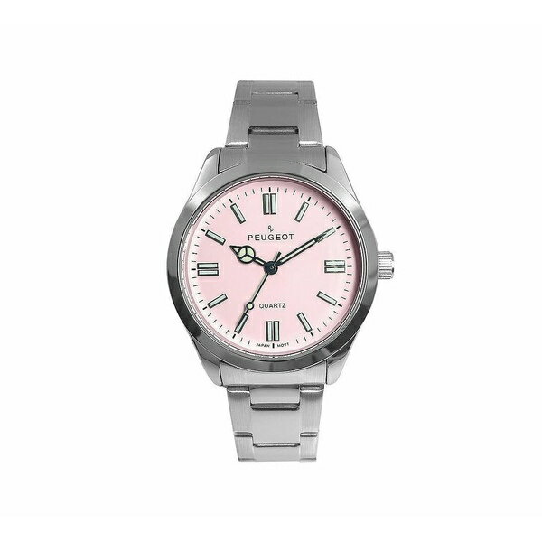 プジョー レディース 腕時計 アクセサリー Women's 36mm Sport Watch with Pink Dial and Stainless Steel Bracelet Silver