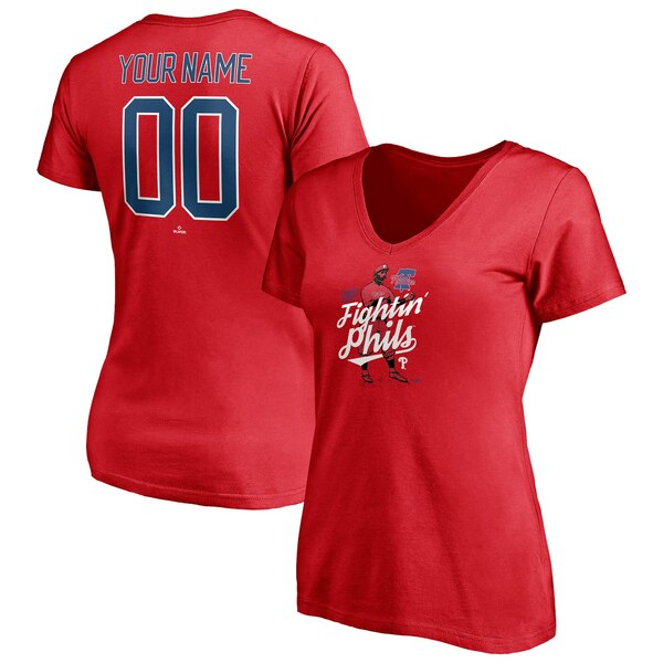 t@ieBNX fB[X TVc gbvX Philadelphia Phillies Fanatics Branded Women's Hometown Legend Personalized Name & Number VNeck TShirt Red