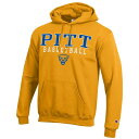 `sI Y WPbgu] AE^[ Pitt Panthers Champion Basketball Stack Pullover Hoodie Gold