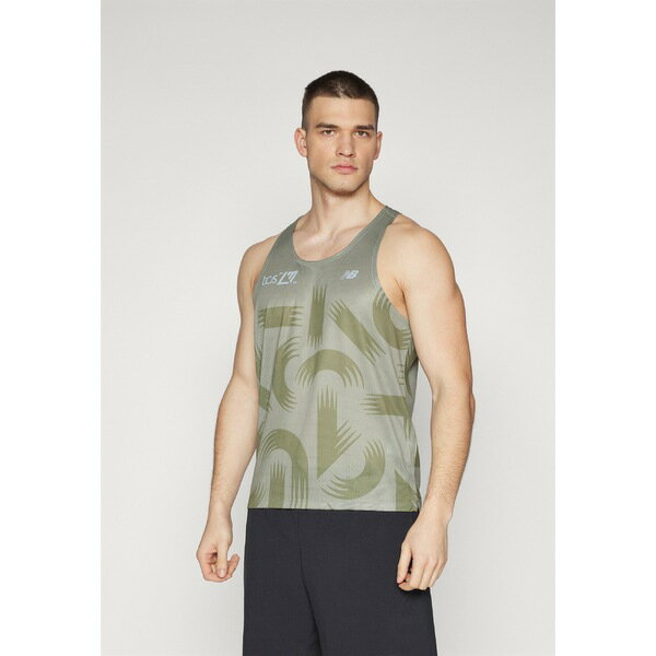 ニューバランス メンズ バスケットボール スポーツ LONDON EDITION PRINTED ATHLETICS RUN SINGLET - Top - green