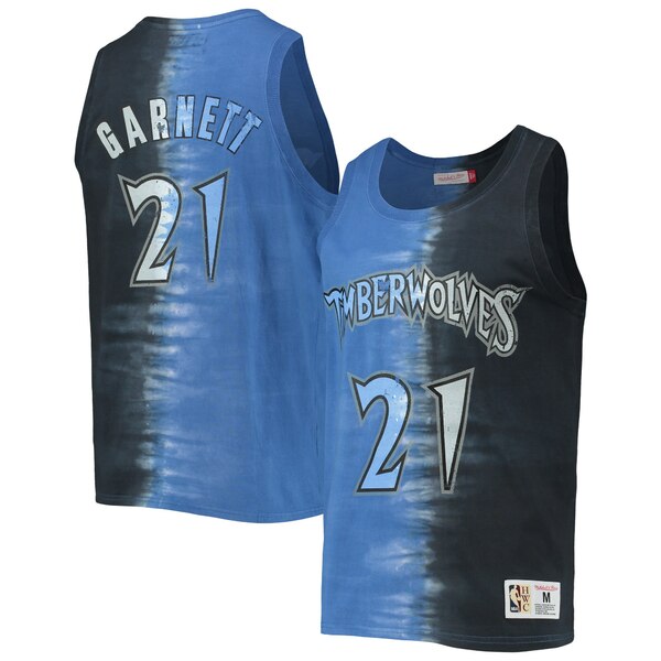 ミッチェル&ネス メンズ Tシャツ トップス Kevin Garnett Minnesota Timberwolves Mitchell & Ness Hardwood Classics TieDye Name & Number Tank Top Black/Blue