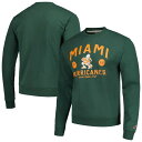 リーグカレッジエイトウェア メンズ パーカー・スウェットシャツ アウター Miami Hurricanes League Collegiate Wear Bendy Arch Essential Pullover Sweatshirt Green