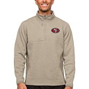 AeBOA Y WPbgu] AE^[ San Francisco 49ers Antigua Course QuarterZip Pullover Top Oatmeal