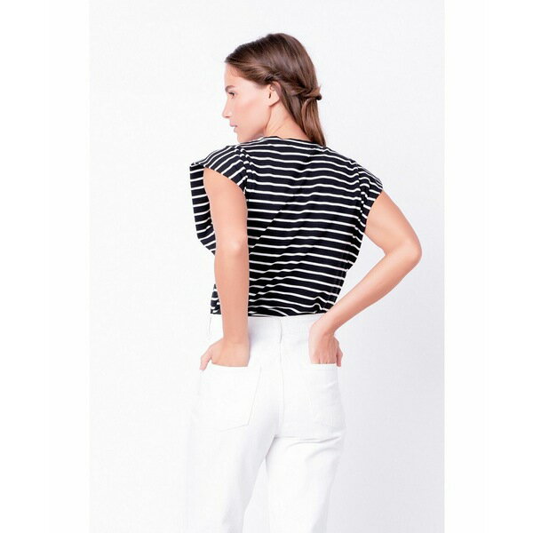 󥰥åեȥ꡼ ǥ åȥ ȥåץ Women's Stripe Sleeveless T-shirt Black/white