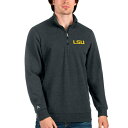 AeBOA Y WPbgu] AE^[ LSU Tigers Antigua Action QuarterZip Pullover Sweatshirt Heathered Charcoal