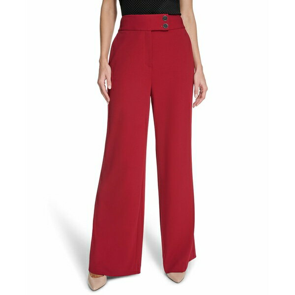 カルバンクライン レディース カジュアルパンツ ボトムス Women's Wide-Leg Pants Cranberry