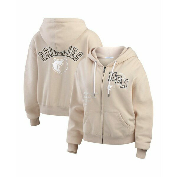 ウェア バイ エリン・アンドリューズ レディース パーカー・スウェットシャツ アウター Women's Tan Memphis Grizzlies Tonal Felt Patch Full-Zip Hoodie Tan(4)