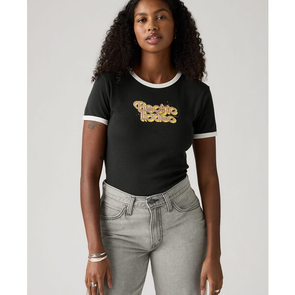 リーバイス レディース カットソー トップス Women's Graphic Ringer Rickie T-Shirt Black