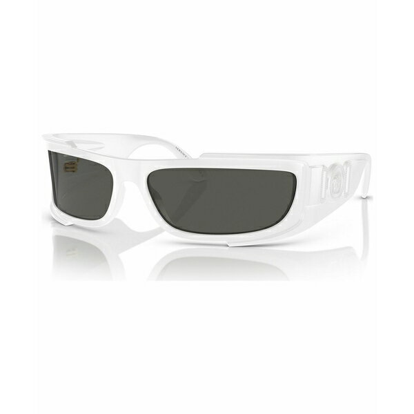 ヴェルサーチ メンズ サングラス・アイウェア アクセサリー Men's Rectangle Wrap Sunglasses, VE4446 White