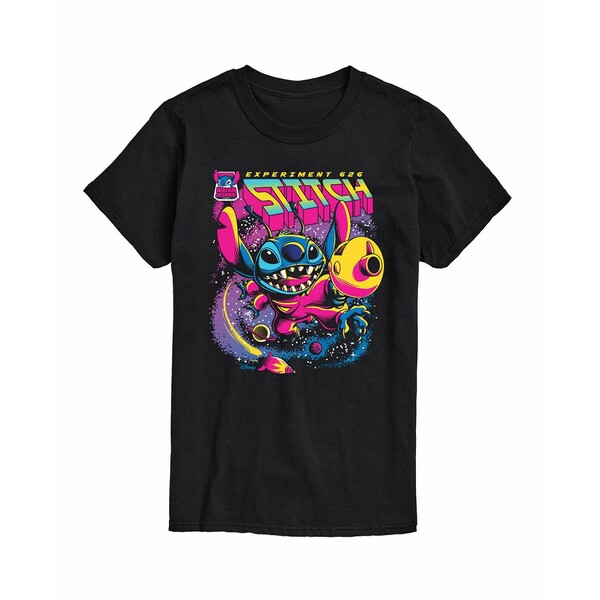 エアウェーブス メンズ Tシャツ トップス Hybrid Apparel Lilo and Stitch Mens Short Sleeve Tee Black(4)