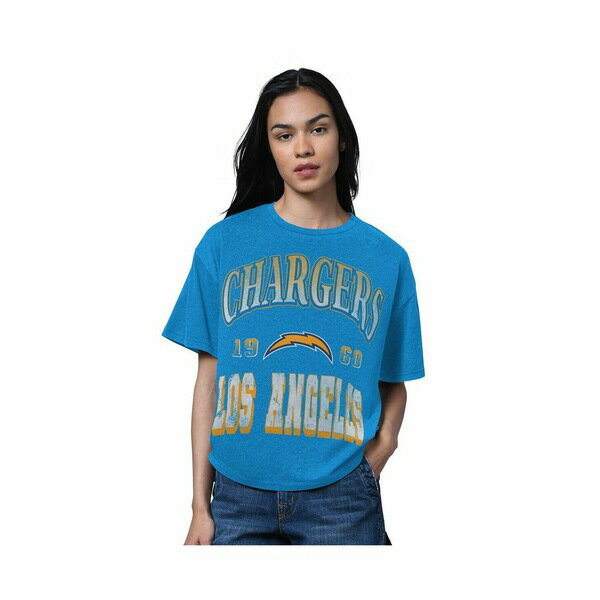 スターター レディース カットソー トップス Women's Heather Powder Blue Los Angeles Chargers Overs..