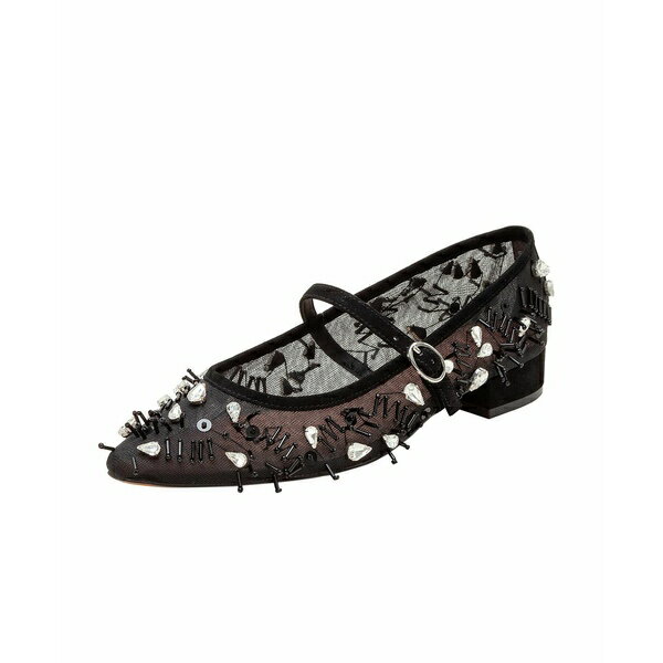リネアパウロ レディース ヒール シューズ MAISON | Beaded Mesh Leather Flats Black mesh/suede