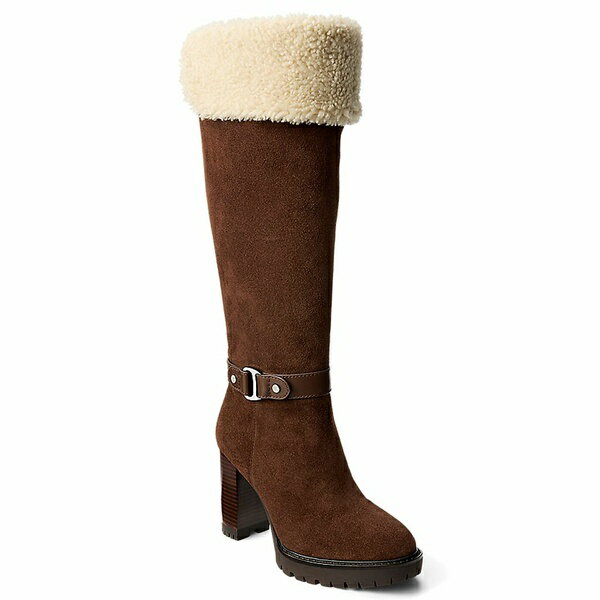 ラルフローレン レディース ブーツ シューズ Women's Tasha Suede & Shearling Tall Heel Boot Dark Hi..
