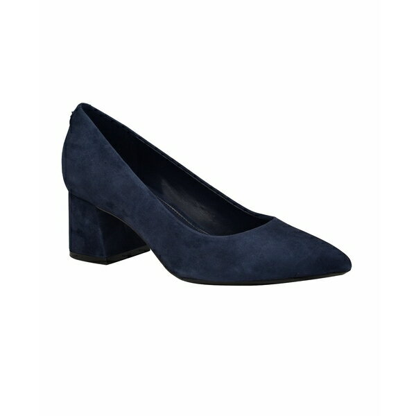 カルバンクライン レディース ヒール シューズ Women's Lenott Pointy Toe Block Heel Pumps Navy Suede