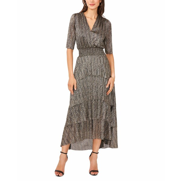 ヴィンスカムート レディース ワンピース トップス Women's Metallic Print Tiered Midi Dress Rich Bl..