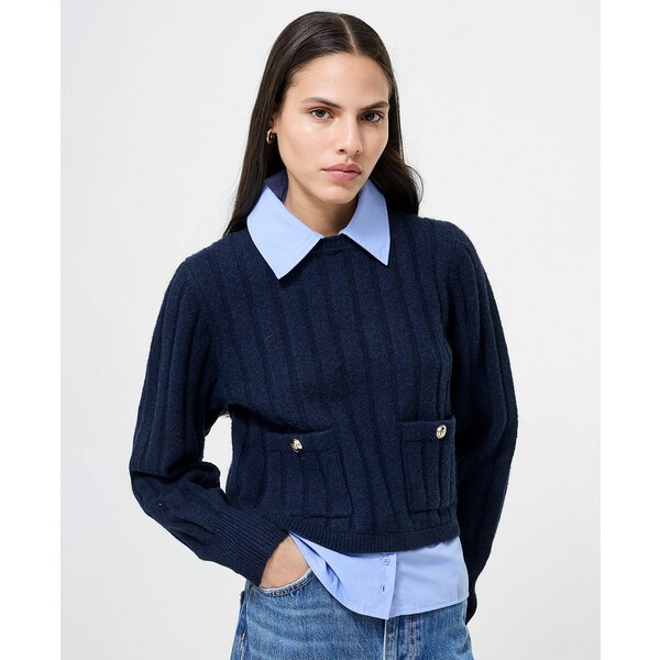 フレンチコネクション レディース カットソー トップス Ellie Knit Collared Pullover Marine/light Ro..