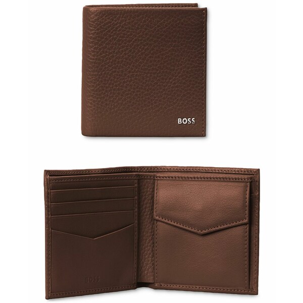 ヒューゴボス メンズ 財布 アクセサリー Men's New Crosstown Leather Bifold Wallet Medium Brown