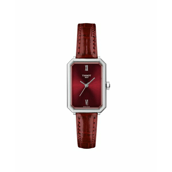 ティソット レディース 腕時計 アクセサリー Women's Quartz Red Leather Strap Watch, 21.80mm Red