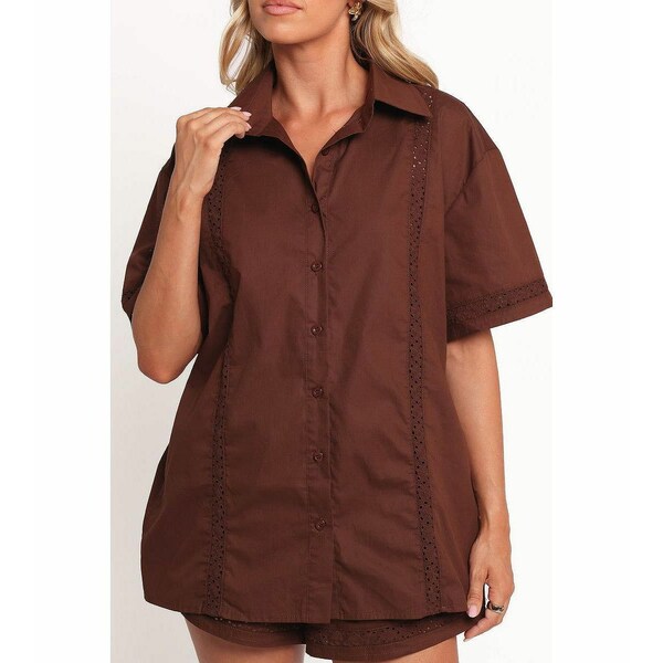 ペタル アンド パップ レディース カットソー トップス Women's Austin Short Sleeve Shirt Chocolate