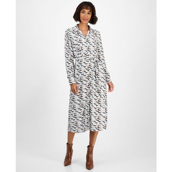 ティー・タハリ レディース ワンピース トップス Women's Horse-Print Button-Front Long-Sleeve Dress..