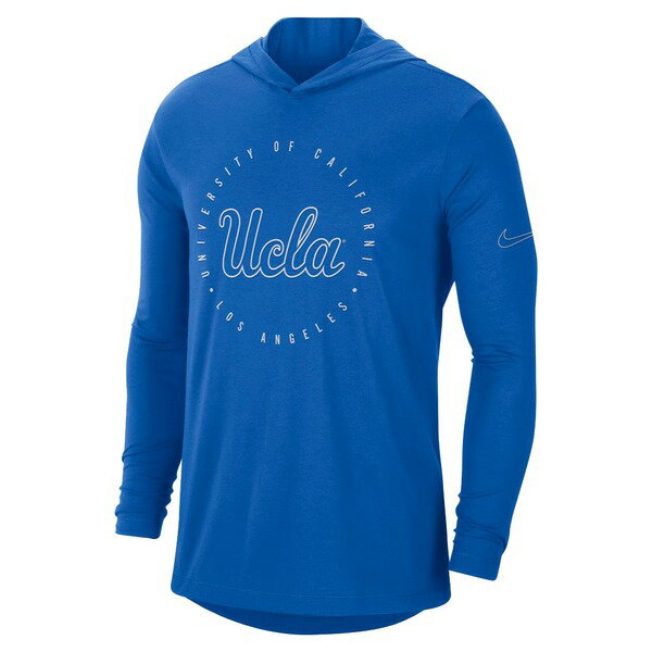 ナイキ メンズ Tシャツ トップス UCLA Bruins Nike Campus TriBlend Performance Long Sleeve Hooded TShirt Blue