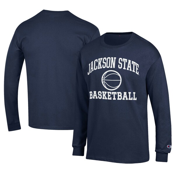 ԥ  T ȥåץ Jackson State Tigers Champion Icon Logo Basketball Jersey Long Sleeve TShirt Navy