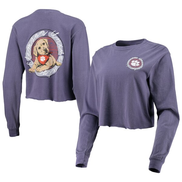 イメージワン レディース Tシャツ トップス Clemson Tigers Women's Best Friend Crop Long Sleeve TShirt Purple