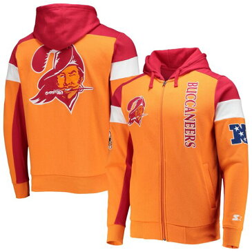 スターター メンズ パーカー・スウェットシャツ アウター Tampa Bay Buccaneers Starter Extreme Throwback FullZip Hoodie Orange/Red