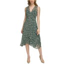 カルバンクライン レディース ワンピース トップス Polka-Dot Surplice Dress Malachite/Cream