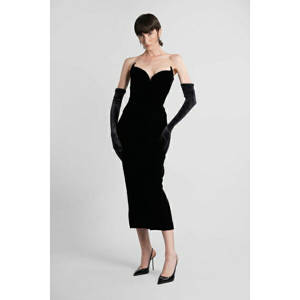 �ޥ��顼 ��ǥ����� ���ԡ��� �ȥåץ� Long Dress In Black Velvet black