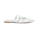 XeB[u }f fB[X T_ V[Y Women's Shatter Pointed-Toe Mule Flats White Leather