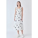 CObVt@Ng[ fB[X s[X gbvX Women's Polka Dot Midi Smocked Dress White/black