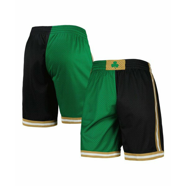 ߥå&ͥ ǥ 奢ѥ ܥȥॹ Men's Kelly Green and Black Boston Celtics Hardwood Classics 2007 Split Swingman Shorts Kelly Green, Black