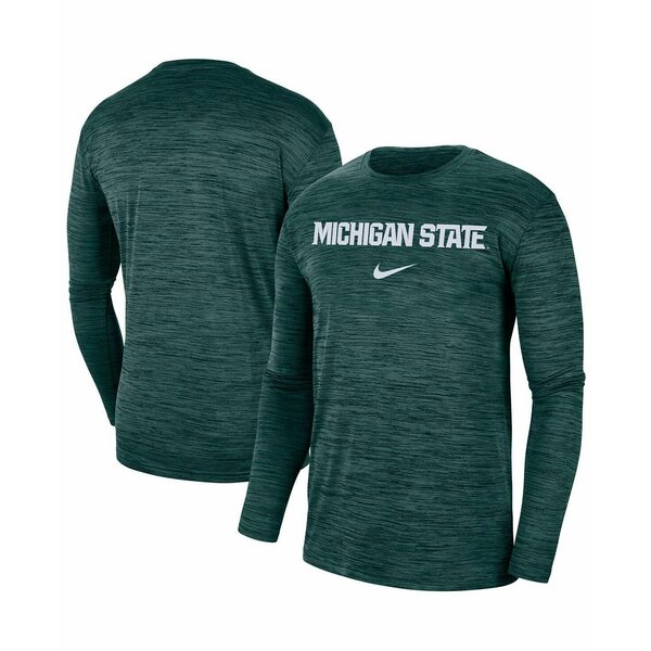 ナイキ レディース Tシャツ トップス Men 039 s Green Michigan State Spartans Team Velocity Performance Long Sleeve T-shirt Green