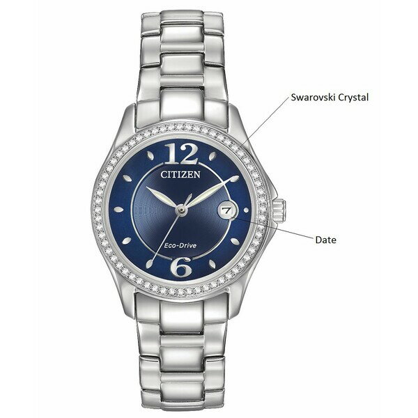  ǥ ӻ ꡼ Women's Eco-Drive Crystal-Accented Stainless Steel Bracelet Watch 29mm FE1140-86L No Color
