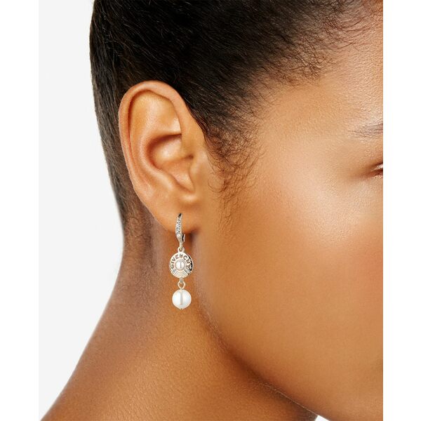ジバンシー レディース ピアス＆イヤリング アクセサリー Gold-Tone Pavé, Imitation Pearl & Logo Double Drop Earrings White