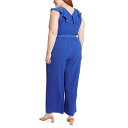 h^CX fB[X s[X gbvX Plus Size Ruffled Sleeveless Jumpsuit Blue