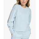 ダナ キャラン ニューヨーク レディース パーカー スウェットシャツ アウター Women 039 s Cotton Performance Cropped Zip-Detail Sweatshirt Skyway Blue