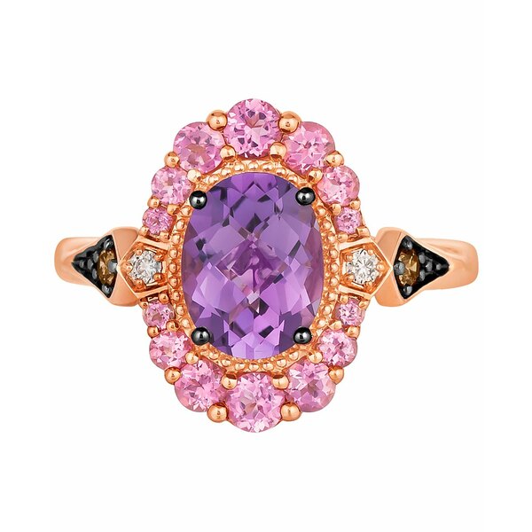 ルヴァン レディース リング アクセサリー Grape Amethyst (3/4 ct. t.w.), Passionfruit Tourmaline (5/8 ct. t.w.), Chocolate Diamond (1/10 ct. t.w.) & Nude Diamond (1/20 ct. t.w.) Statement Ring in 14k Rose Gold 14K Strawberry Gold Ring
