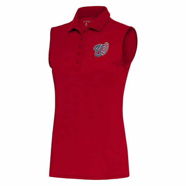 アンティグア レディース ポロシャツ トップス Washington Nationals Antigua Women's Patriotic Sleeveless Tribute Polo Red
